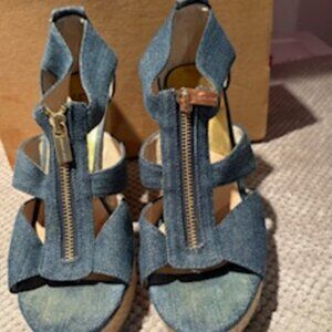 Michael Kors denim wedge sandals